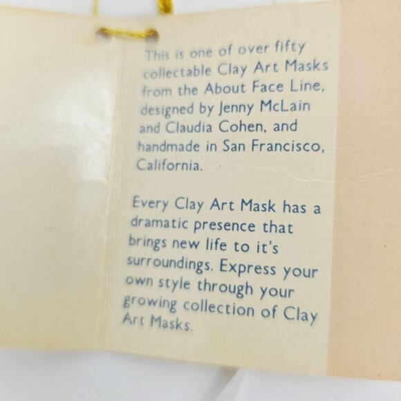 Clay Art About Face Line Ceramic Mask 7" Flapper Girl Blue Star Snowflake Face - Picture 4 of 8